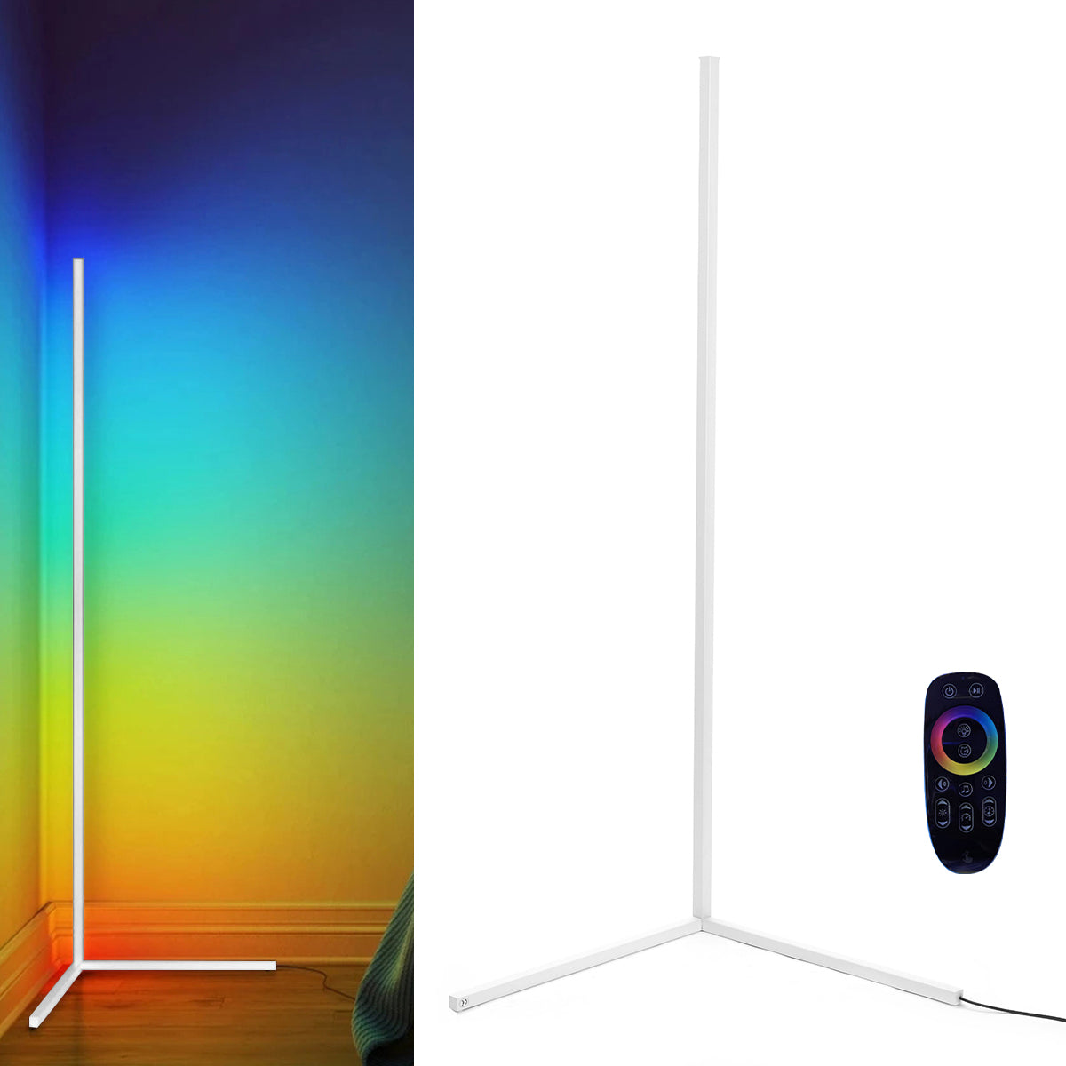 DH-L1004 1.12m RGB LED Corner Floor Lamp Dimmable Corner Light with Bluetooth APP and Touch Remote Control