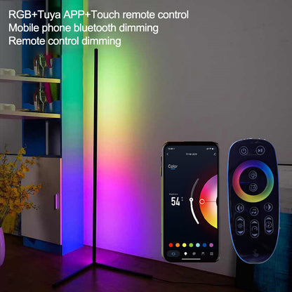 DH-L1004 1.12m RGB LED Corner Floor Lamp Dimmable Corner Light with Bluetooth APP and Touch Remote Control