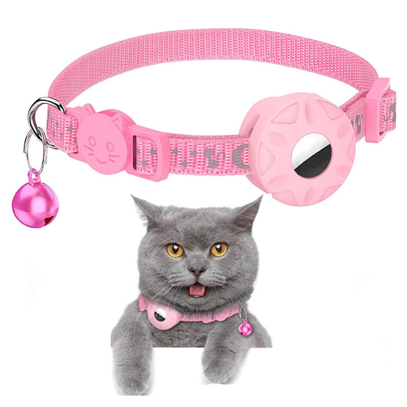 For AirTag Silicone Case Reflective Pet Collar GPS Tracker Protective Cover with Bell