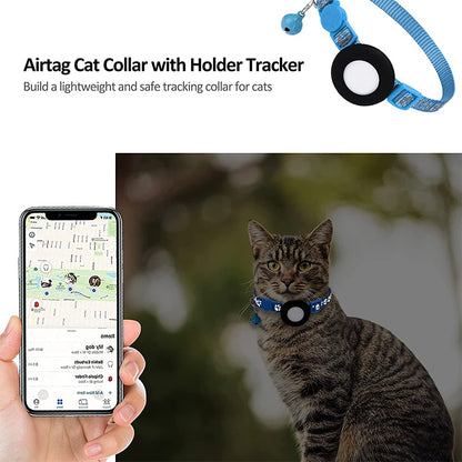 For AirTag Silicone Case Paw Pattern Reflective Pet Collar GPS Tracker Protective Cover with Bell