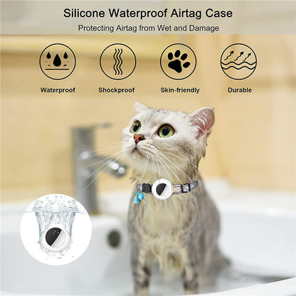 Waterproof Silicone Case for AirTag Adjustable Pet Collar GPS Cat Collar with Tassel / Film