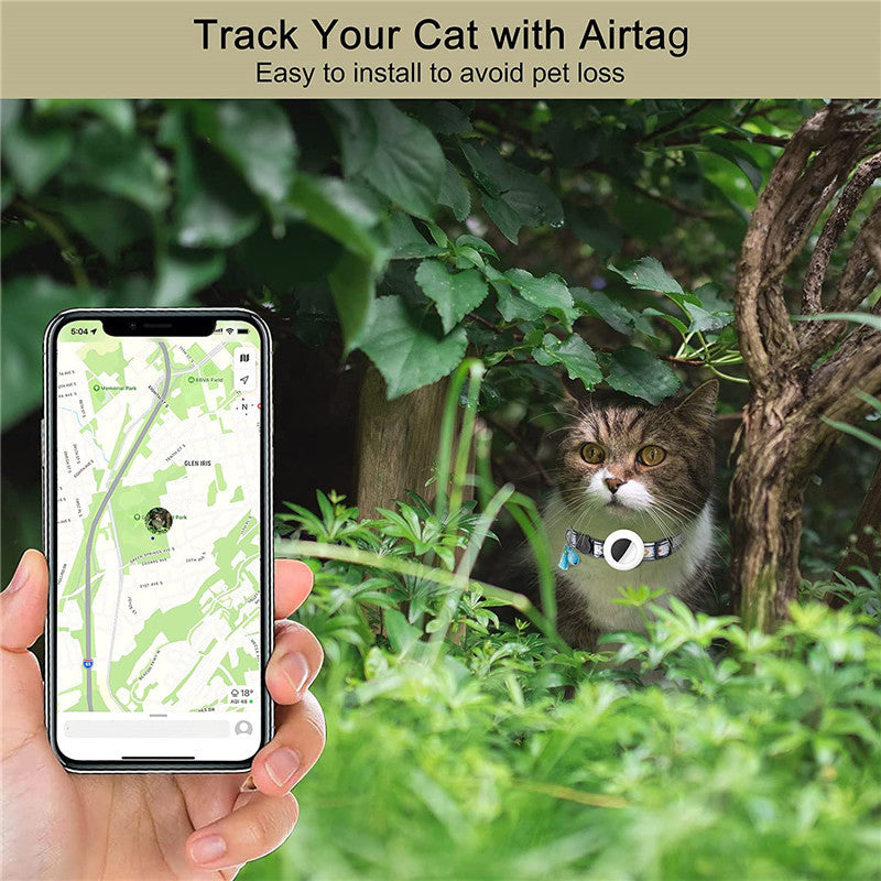 Waterproof Silicone Case for AirTag Adjustable Pet Collar GPS Cat Collar with Tassel / Film