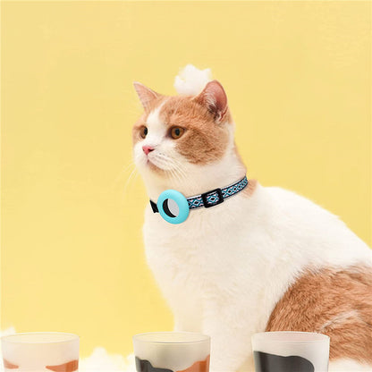 Waterproof Silicone Case for AirTag Adjustable Pet Collar GPS Cat Collar with Tassel / Film