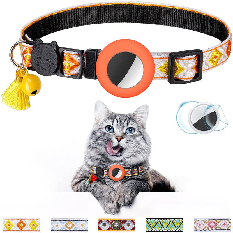 Waterproof Silicone Case for AirTag Adjustable Pet Collar GPS Cat Collar with Tassel / Film