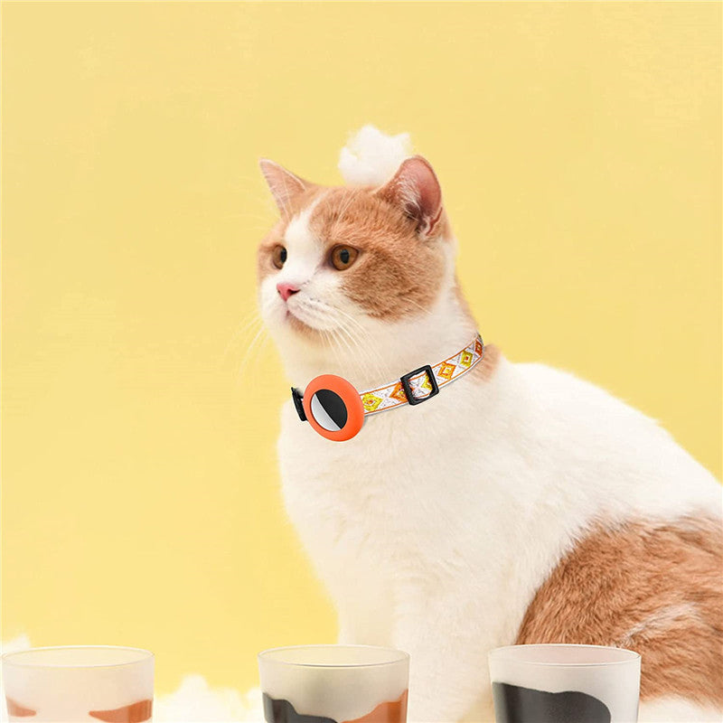 Waterproof Silicone Case for AirTag Adjustable Pet Collar GPS Cat Collar with Tassel / Film