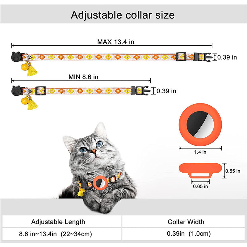 Waterproof Silicone Case for AirTag Adjustable Pet Collar GPS Cat Collar with Tassel / Film