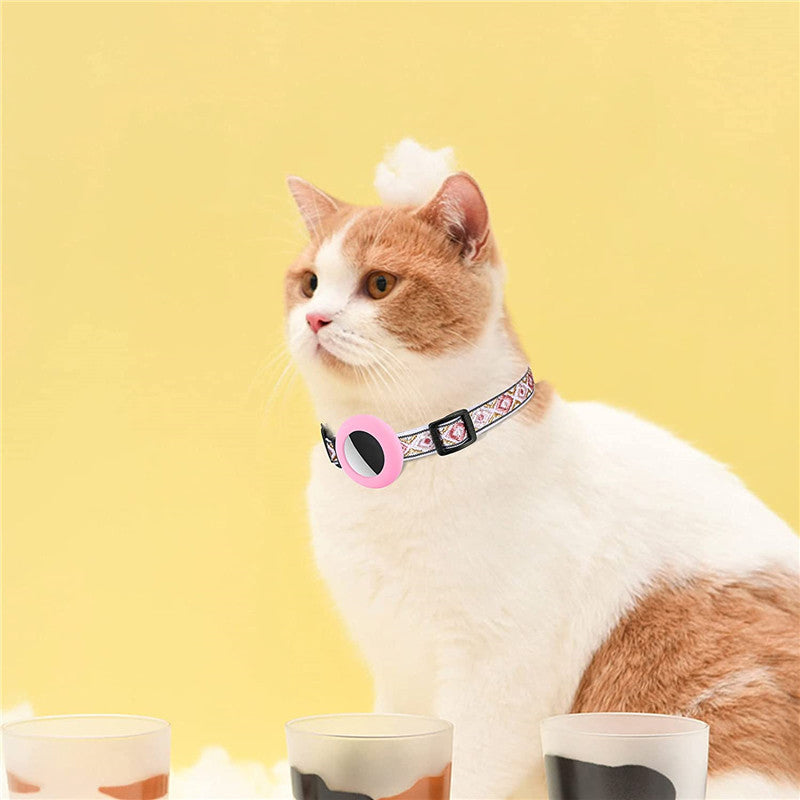 Waterproof Silicone Case for AirTag Adjustable Pet Collar GPS Cat Collar with Tassel / Film