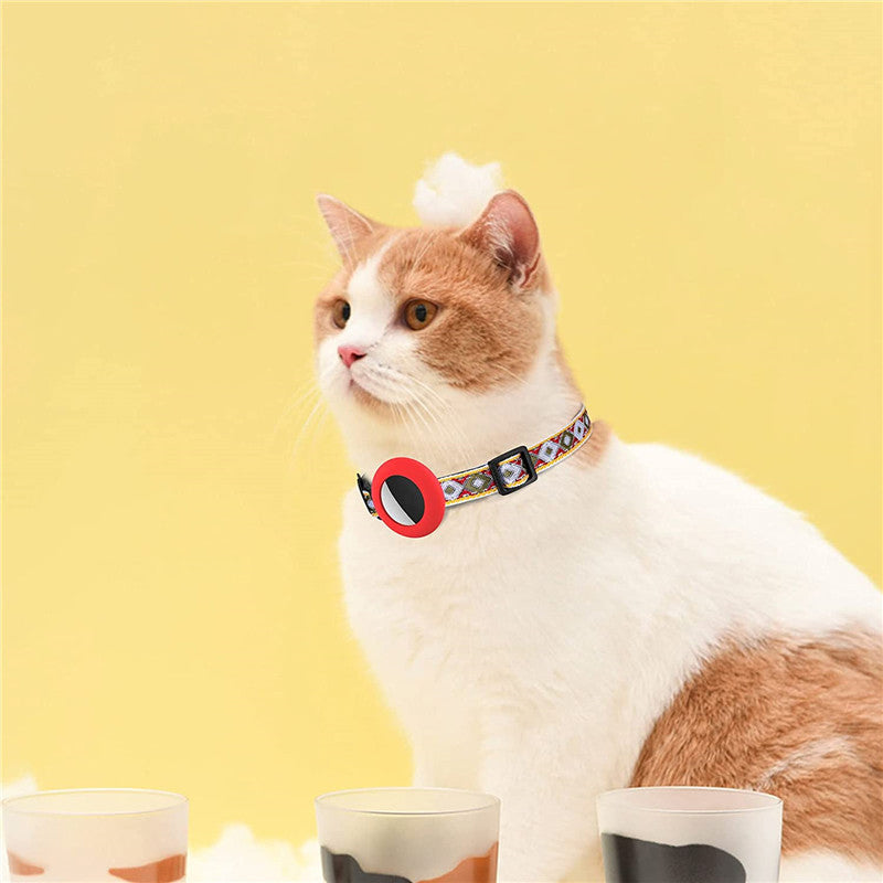 Waterproof Silicone Case for AirTag Adjustable Pet Collar GPS Cat Collar with Tassel / Film