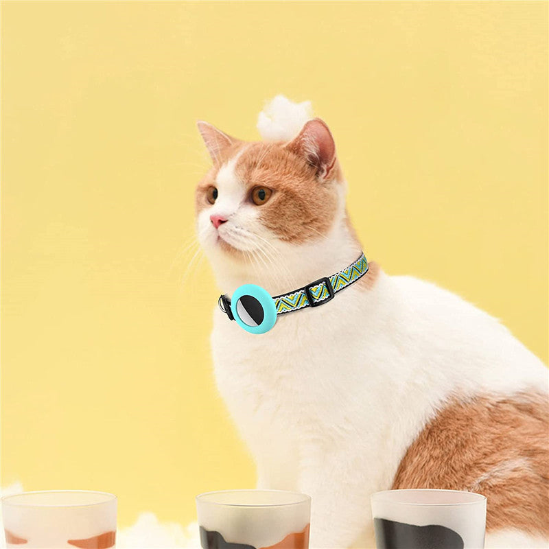 Waterproof Silicone Case for AirTag Adjustable Pet Collar GPS Cat Collar with Tassel / Film