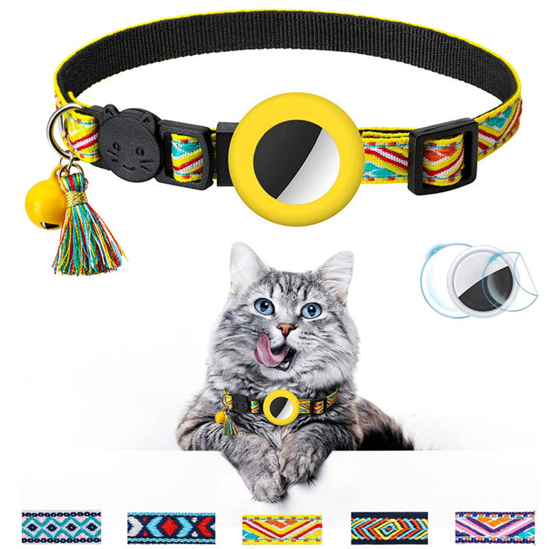 Waterproof Silicone Case for AirTag Adjustable Pet Collar GPS Cat Collar with Tassel / Film