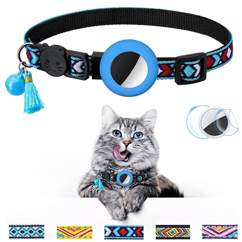 Waterproof Silicone Case for AirTag Adjustable Pet Collar GPS Cat Collar with Tassel / Film