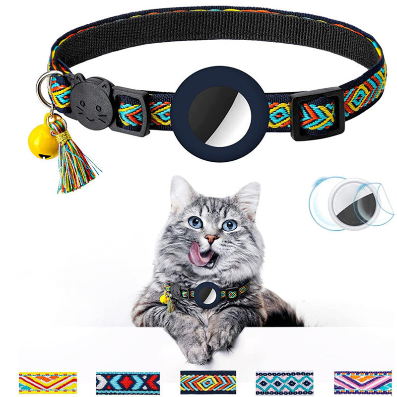 Waterproof Silicone Case for AirTag Adjustable Pet Collar GPS Cat Collar with Tassel / Film