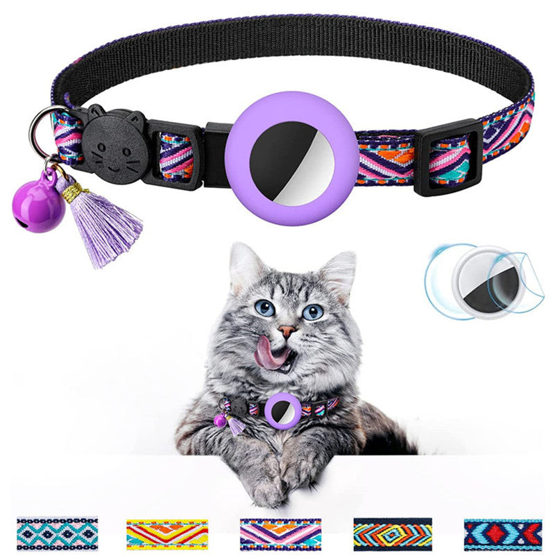 Waterproof Silicone Case for AirTag Adjustable Pet Collar GPS Cat Collar with Tassel / Film