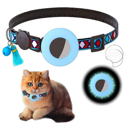 Waterproof Silicone Case for AirTag Adjustable Pet Collar GPS Cat Collar with Tassel / Film