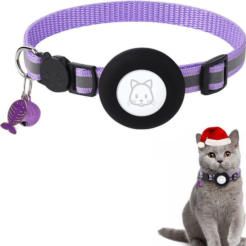 Silicone Case for AirTag Reflective Pet Collar GPS Tracker Cover with Bell and Fish Shape Pendant