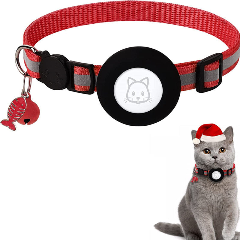 Silicone Case for AirTag Reflective Pet Collar GPS Tracker Cover with Bell and Fish Shape Pendant