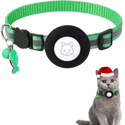 Silicone Case for AirTag Reflective Pet Collar GPS Tracker Cover with Bell and Fish Shape Pendant