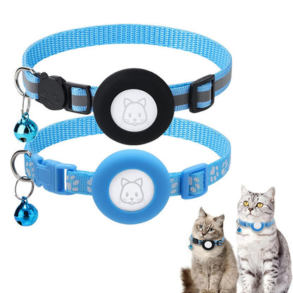 2Pcs / Set Protective Case for AirTag Reflective Nylon Pet Collar GPS Tracker Silicone Cover with Bell