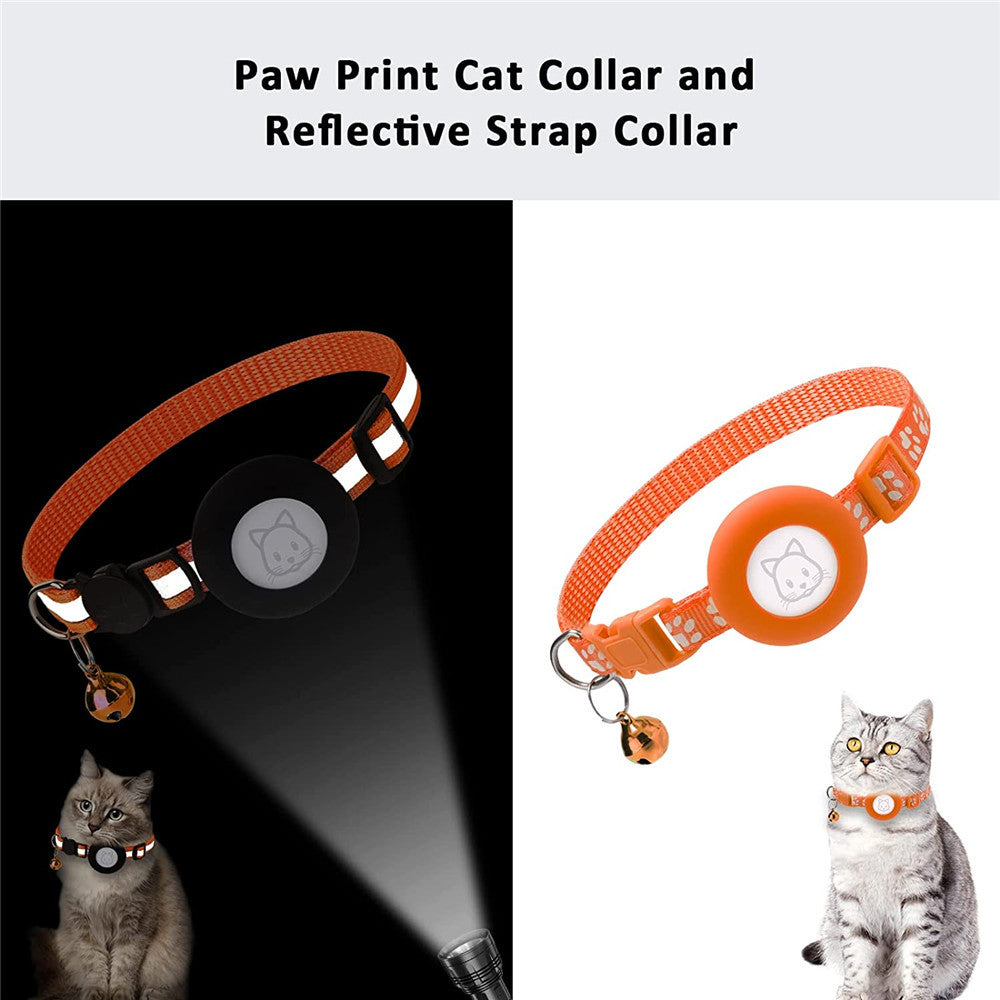 2Pcs / Set Protective Case for AirTag Reflective Nylon Pet Collar GPS Tracker Silicone Cover with Bell