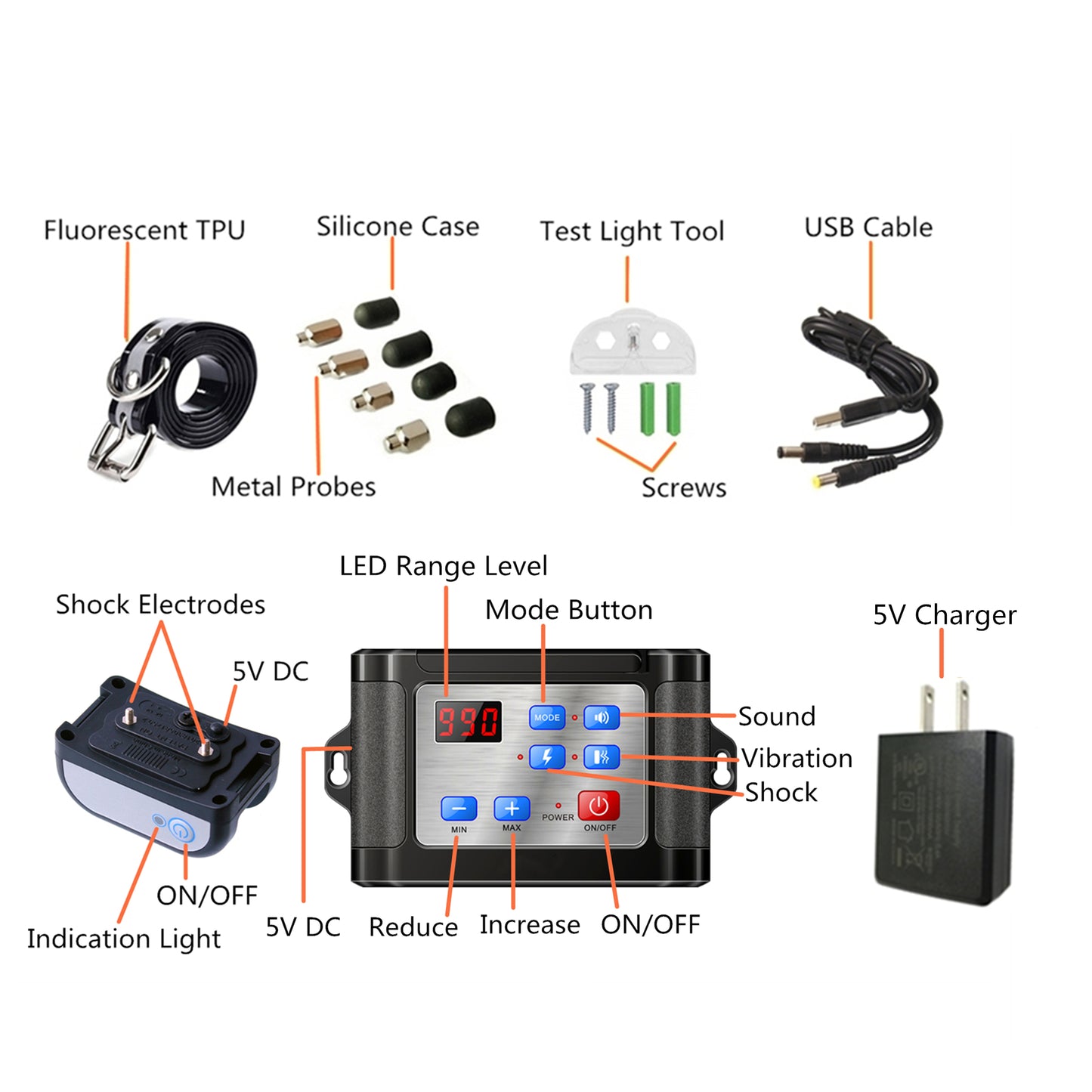 888 2-in-1 Outdoor Wireless Fence System for Dogs Electronic Pet Collar 1 Wireless Transmitter + 3 Collar Receiver