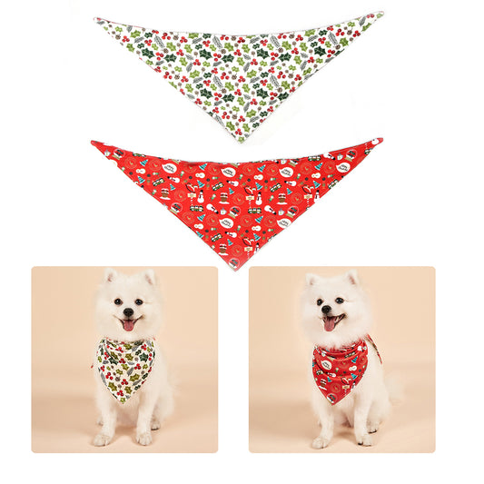 Christmas Dog Bandanas Pet Bib Bandanas Pet Scarf Washable Dog Bib Costume [Size: M/L]