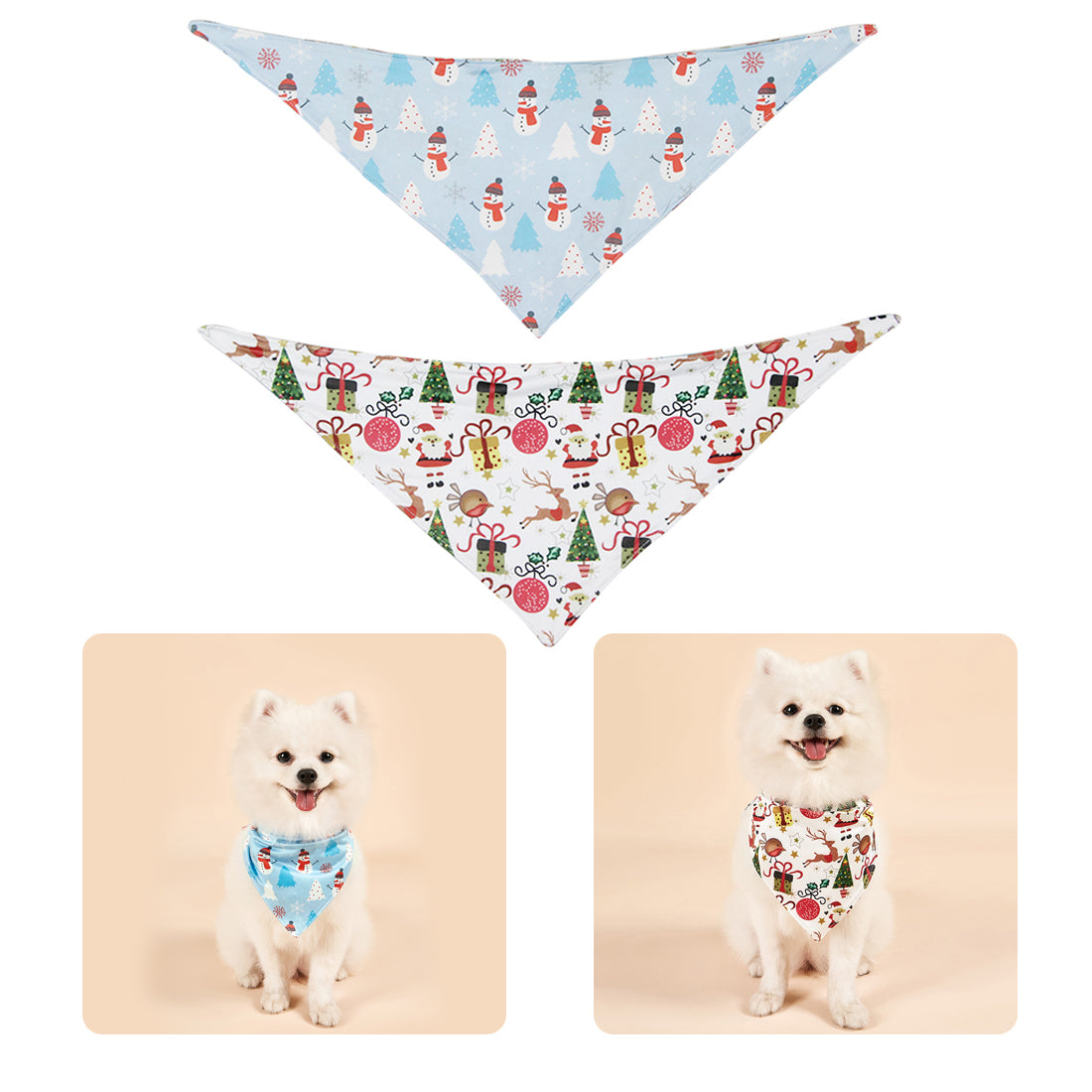 Christmas Dog Bandanas Pet Bib Bandanas Pet Scarf Washable Dog Bib Costume [Size: S]