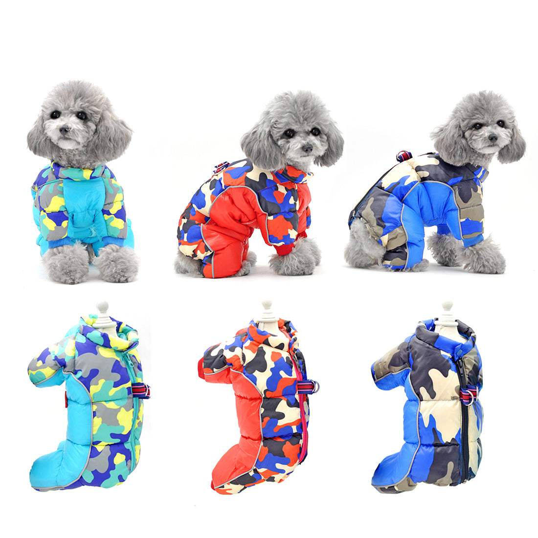 TG-CL060 Camouflage Splicing Pet Dog Zipper Coat Waterproof Winter Puppy Outwear