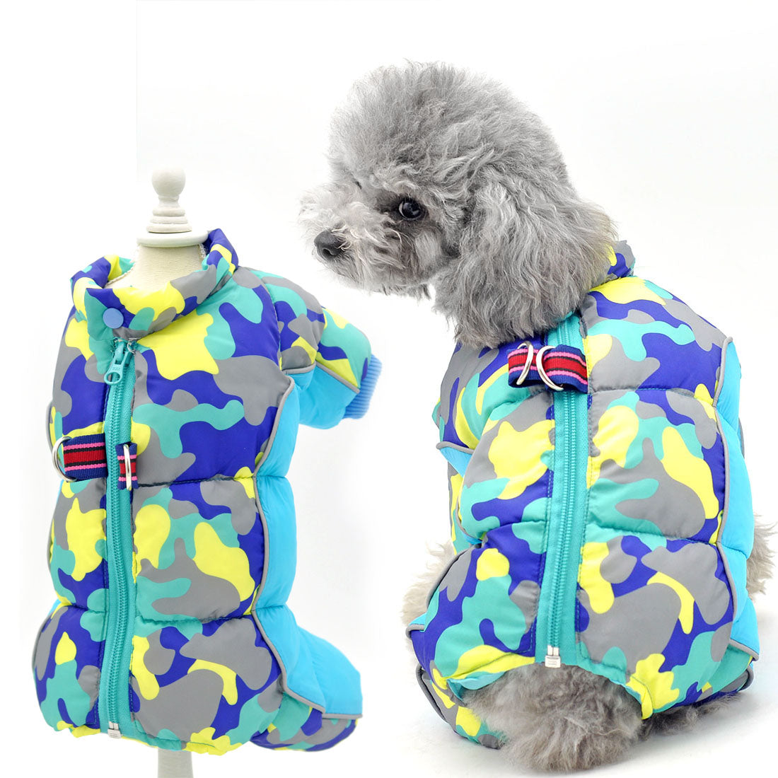 TG-CL060 Camouflage Splicing Pet Dog Zipper Coat Waterproof Winter Puppy Outwear