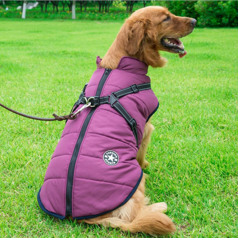 Pet Dog Zipper Coat Waterproof Winter Vest Jacket Puppy Outwear [without Dog Leash]