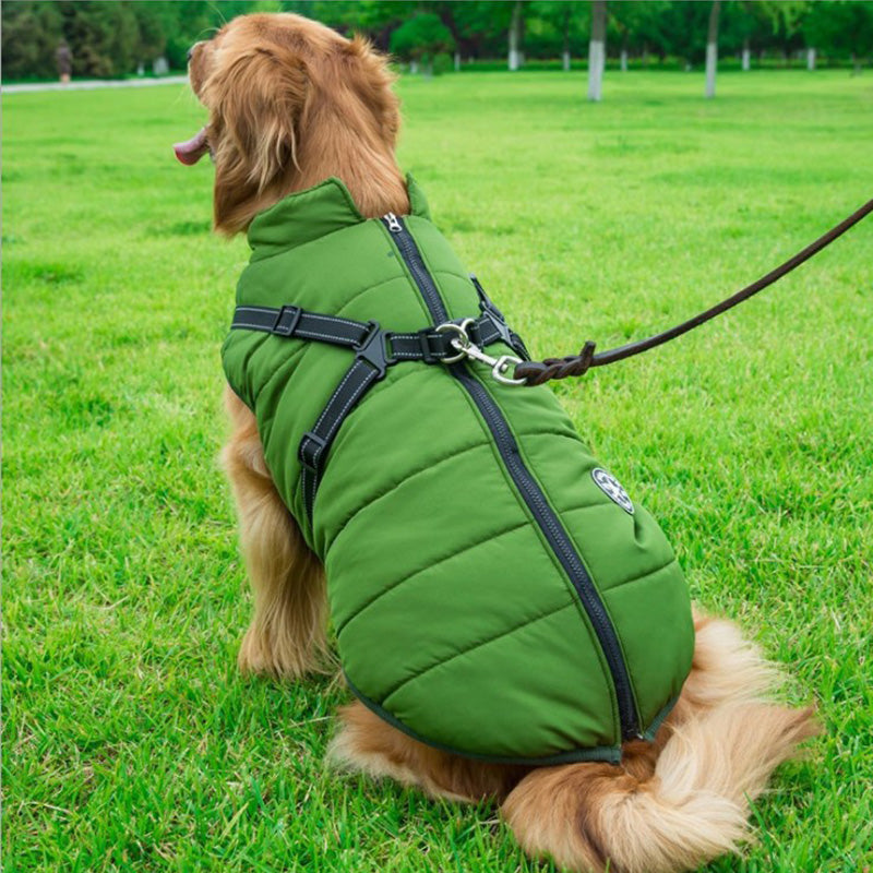 Pet Dog Zipper Coat Waterproof Winter Vest Jacket Puppy Outwear [without Dog Leash]