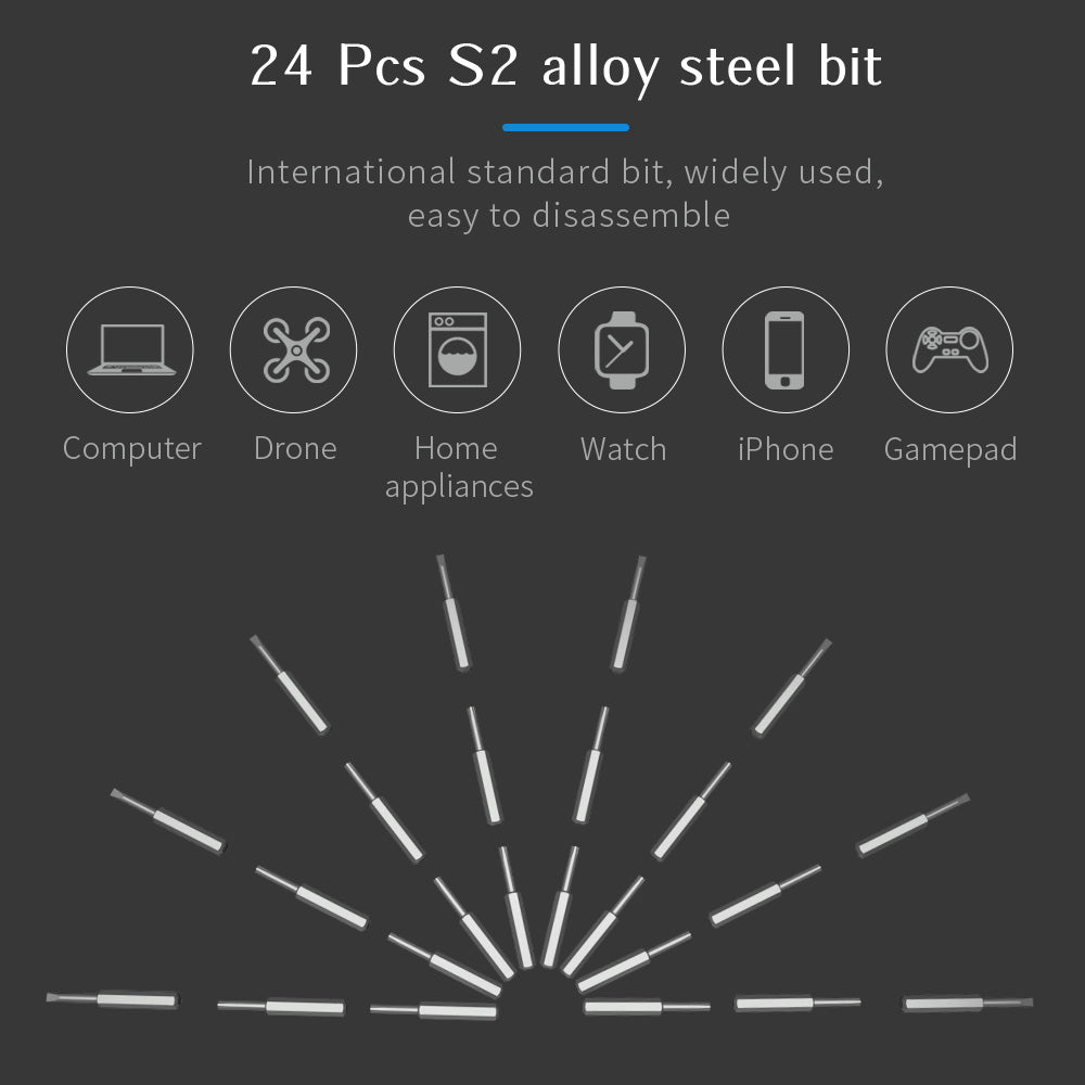 KING&#39;SDUN KS-882037 28Pcs MR1-4mm Electric Repair Tool Kit with 24 Bits Magnetic Mini Screwdriver Set for Watches, Cameras, Drones
