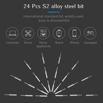 KING&#39;SDUN KS-882037 28Pcs MR1-4mm Electric Repair Tool Kit with 24 Bits Magnetic Mini Screwdriver Set for Watches, Cameras, Drones