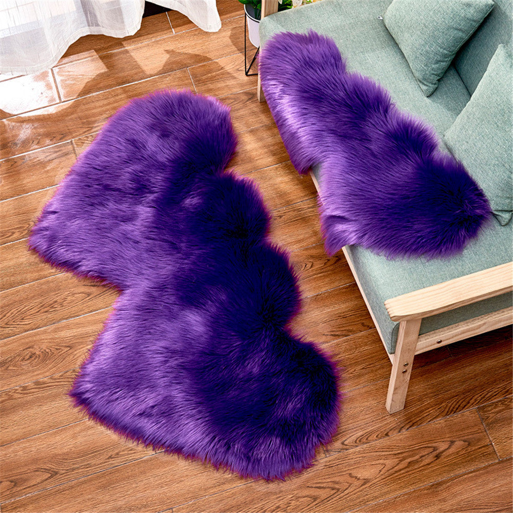 YEAKOO Double Heart Shaped Non-slip Fluffy Fur Carpet Floor Mat, Size: 60 x 120cm