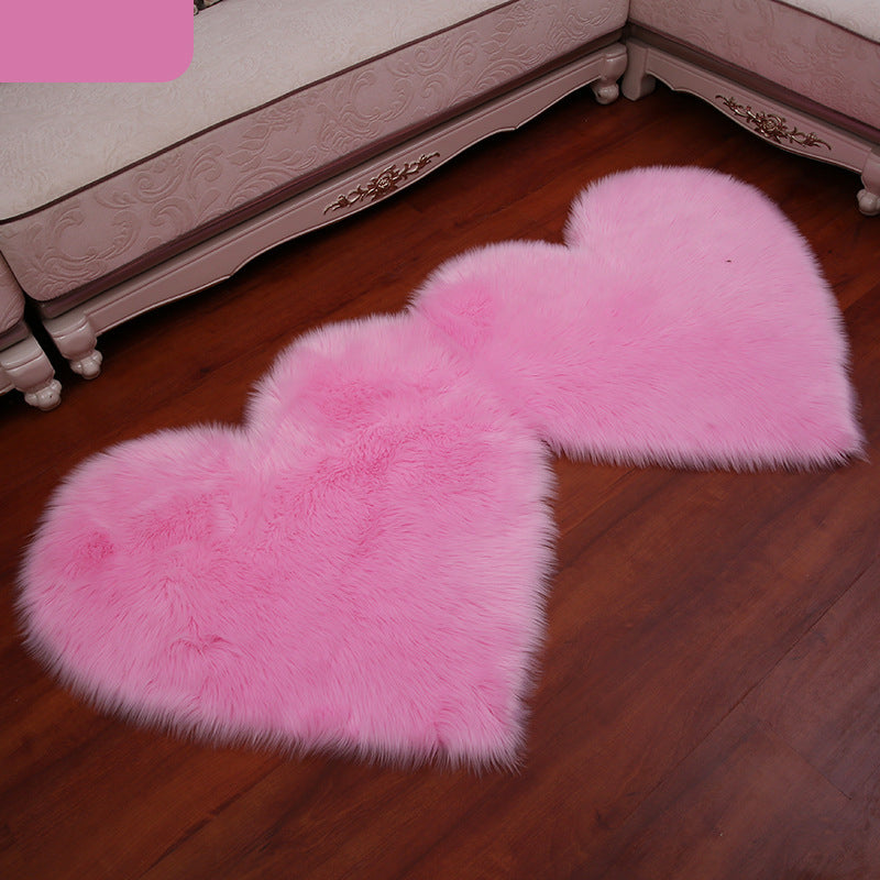 YEAKOO Double Heart Shaped Non-slip Fluffy Fur Carpet Floor Mat, Size: 60 x 120cm