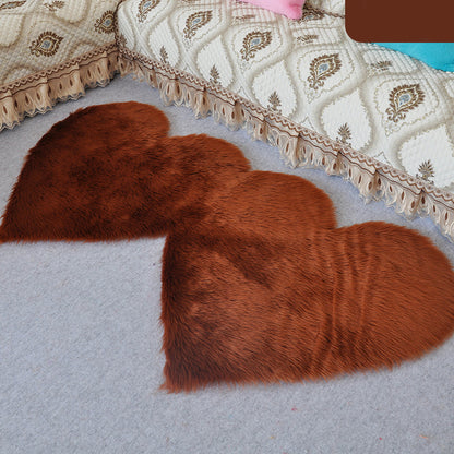 YEAKOO Double Heart Shaped Non-slip Fluffy Fur Carpet Floor Mat, Size: 60 x 120cm