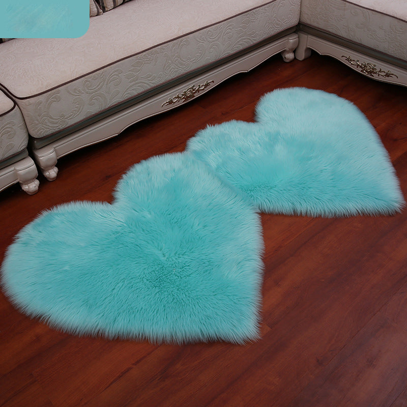 YEAKOO Double Heart Shaped Non-slip Fluffy Fur Carpet Floor Mat, Size: 60 x 120cm