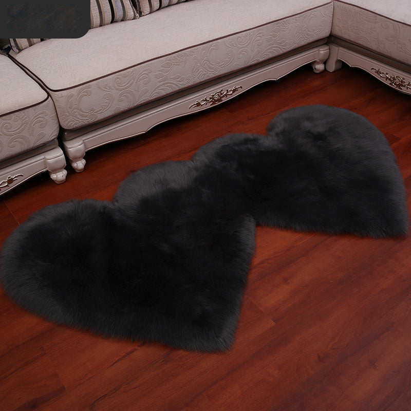 YEAKOO Double Heart Shaped Non-slip Fluffy Fur Carpet Floor Mat, Size: 60 x 120cm