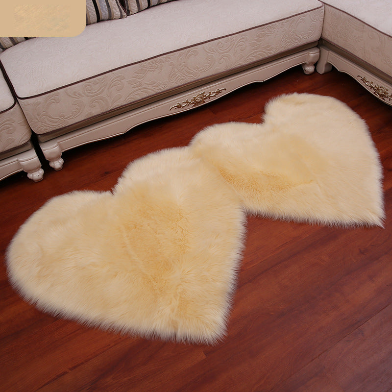 YEAKOO Double Heart Shaped Non-slip Fluffy Fur Carpet Floor Mat, Size: 60 x 120cm