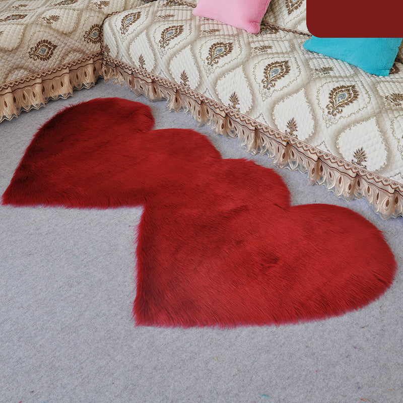 YEAKOO Double Heart Shaped Non-slip Fluffy Fur Carpet Floor Mat, Size: 60 x 120cm