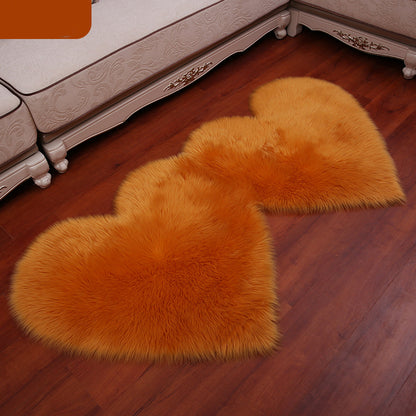 YEAKOO Double Heart Shaped Non-slip Fluffy Fur Carpet Floor Mat, Size: 60 x 120cm