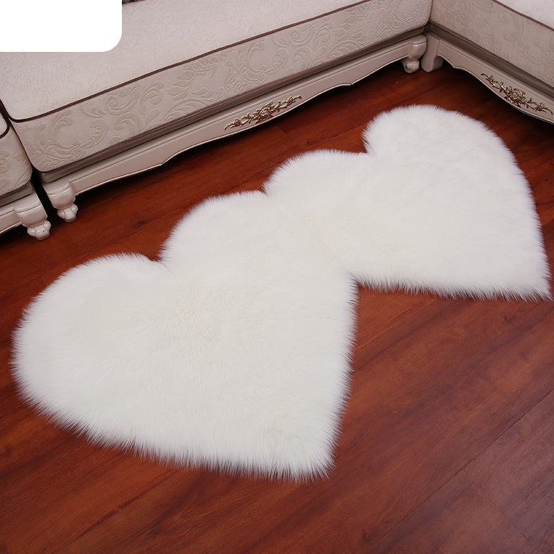 YEAKOO Double Heart Shaped Non-slip Fluffy Fur Carpet Floor Mat, Size: 60 x 120cm