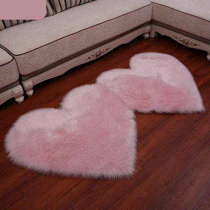 YEAKOO Double Heart Shaped Non-slip Fluffy Fur Carpet Floor Mat, Size: 60 x 120cm