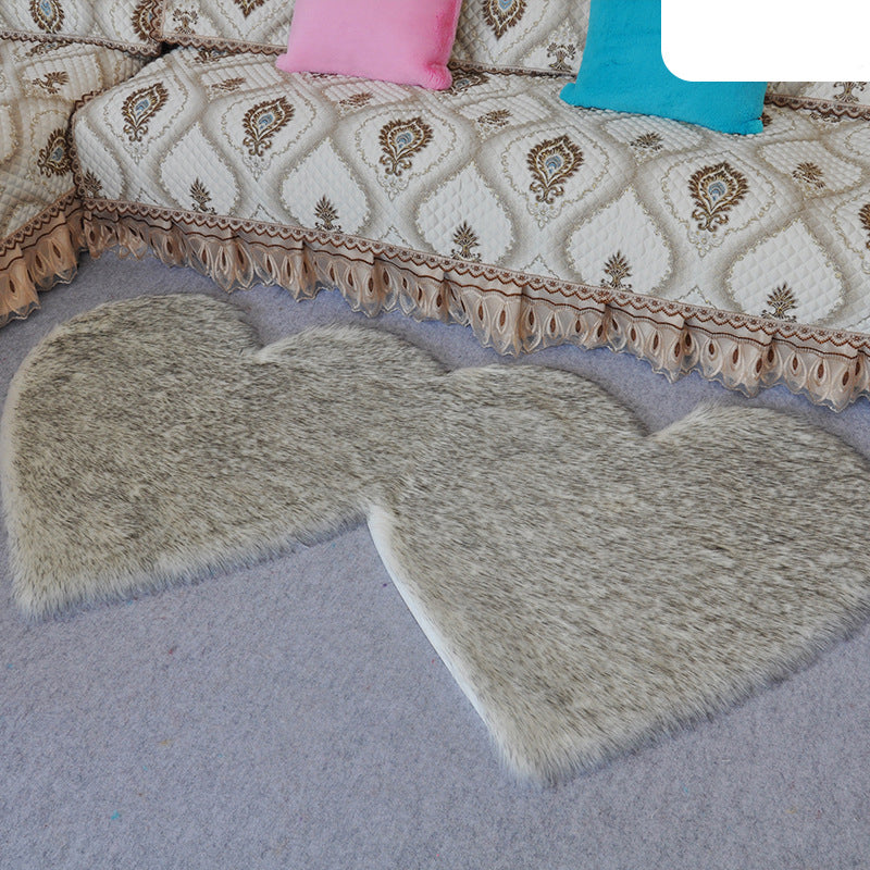 YEAKOO Double Heart Shaped Non-slip Fluffy Fur Carpet Floor Mat, Size: 60 x 120cm