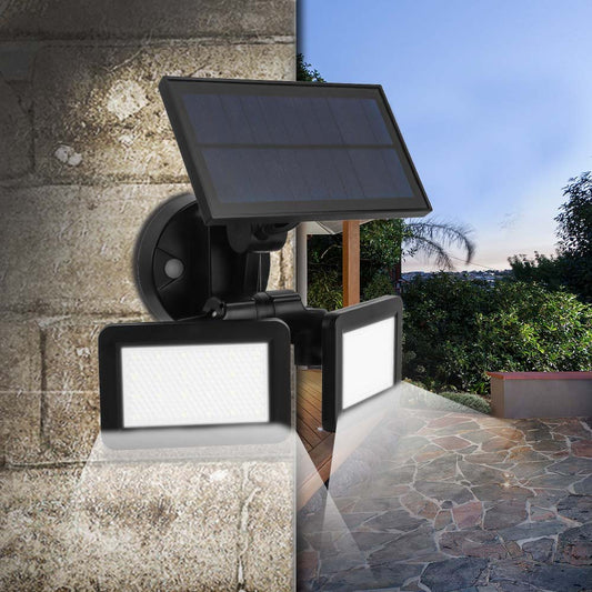 L200 Microwave Radar Motion Sensor Solar Wall Light 3 Modes Lighting 48 LED Double Panel Garden Light