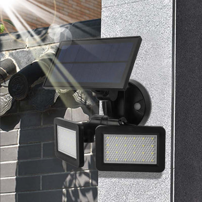 L200 Microwave Radar Motion Sensor Solar Wall Light 3 Modes Lighting 48 LED Double Panel Garden Light