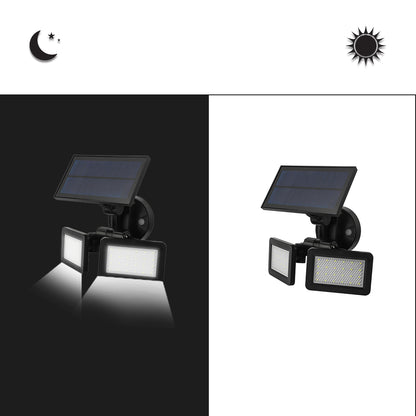 L200 Microwave Radar Motion Sensor Solar Wall Light 3 Modes Lighting 48 LED Double Panel Garden Light