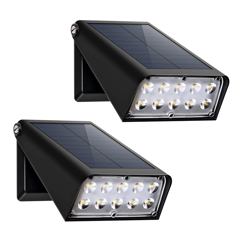 YH0606 2Pcs Foldable Outdoor Solar Light-Control 10-LED Wall Light Waterproof Courtyard Terrace Lamp