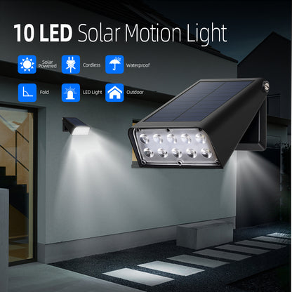 YH0606 2Pcs Foldable Outdoor Solar Light-Control 10-LED Wall Light Waterproof Courtyard Terrace Lamp