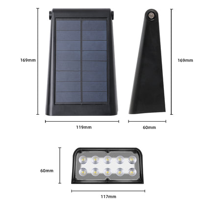 YH0606 2Pcs Foldable Outdoor Solar Light-Control 10-LED Wall Light Waterproof Courtyard Terrace Lamp