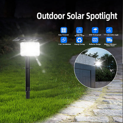 YH0517D Solar Power Waterproof Garden Yard Lawn White/Yellow Dual Color 64-LED Ground/Wall Mount Light Angle Adjustable Outdoor Landscape Garage Lamp